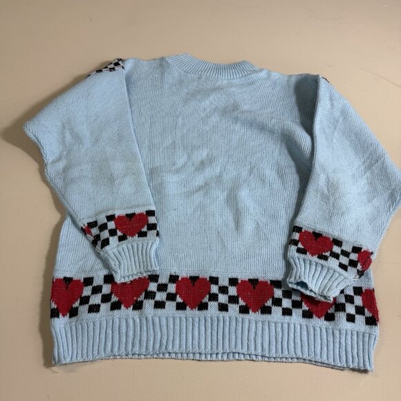 Vintage 80s Adele Boho Knit Sweater Cow Hearts Print Made In USA - Picture 9 of 9
